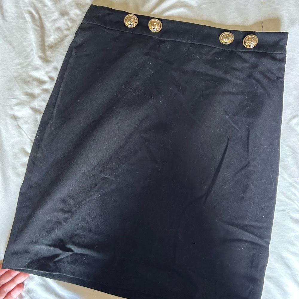 VENUS Black Mini Skirt with Gold Buttons